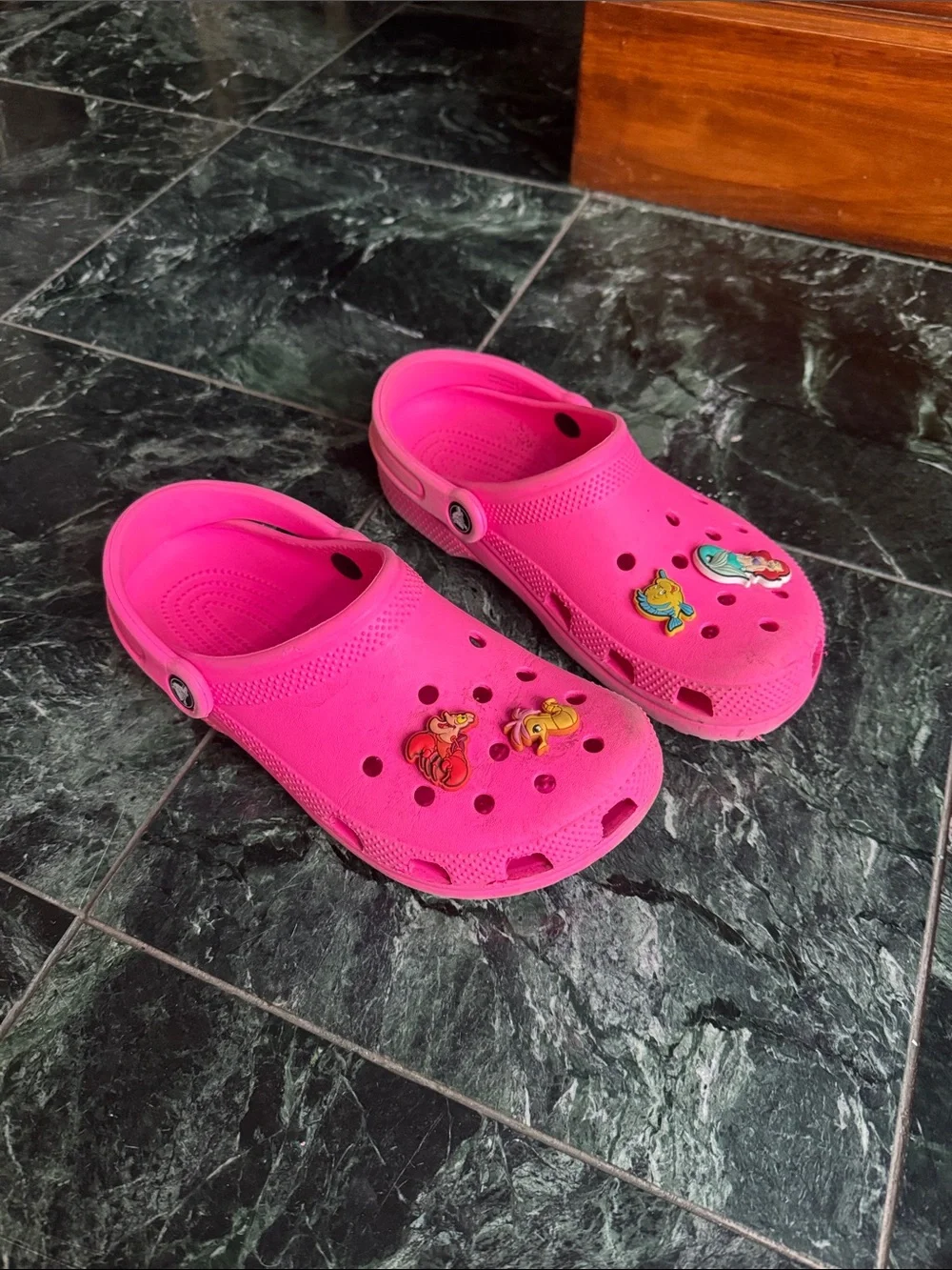 CROCS Hot Pink Slip-On Clogs with Character Jibbitz aerial